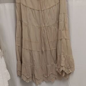 Elegant Beige Tiered Maxi Skirt